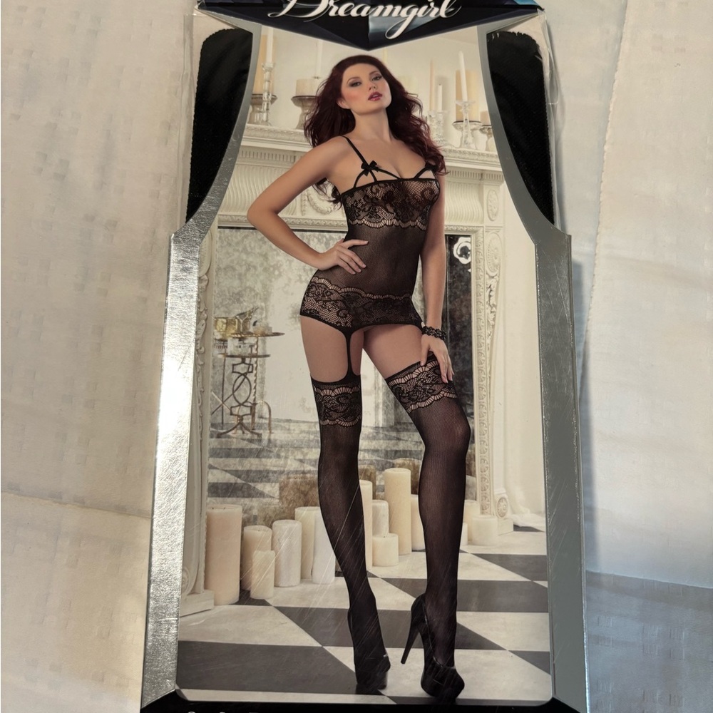 Dreamgirl Sheer Black Lace Bodystocking